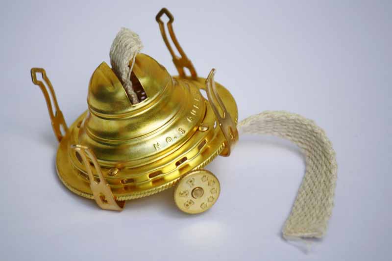 B&P Lamp Replacement Oil and Kerosene Lamp #2 Size Brass Plated Burner with  Reduction Collar and Cotton Lamp Wick | Fits Vintage Oil Lamps | Holds a 3