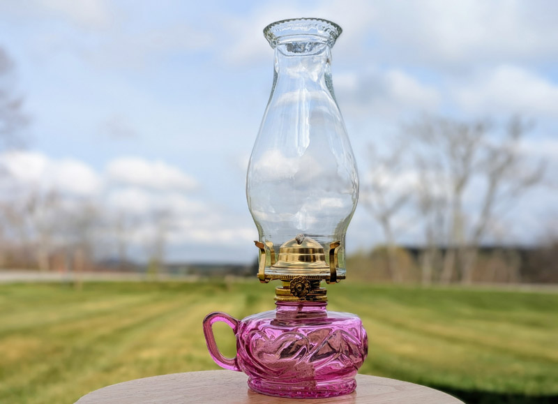 Pink Glass Oil Lamp