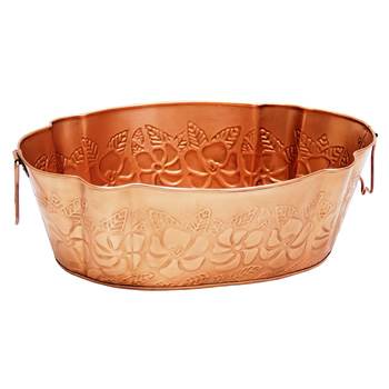 Achla C-52C Oval Embossed Copper Plated Tub