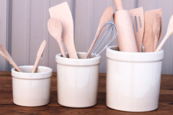 stoneware utensil pot