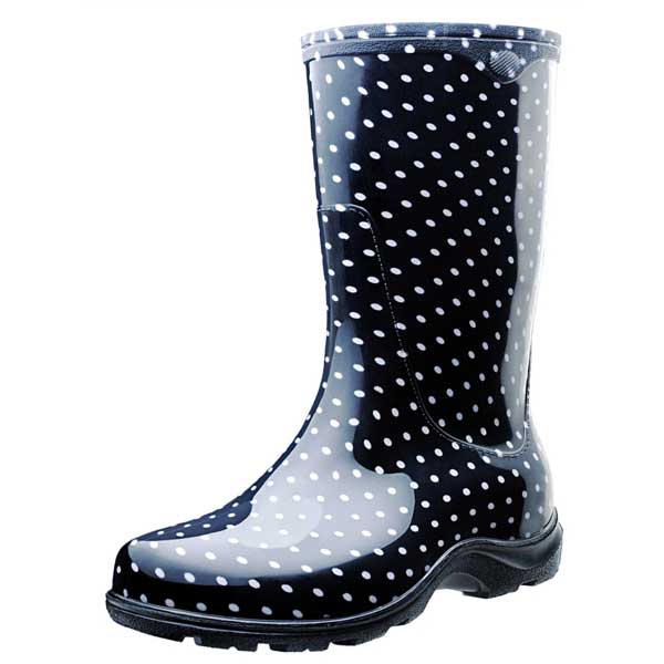 Black and White Polka Dot Rain Boots